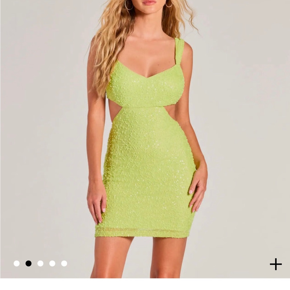 Lime Green Sleeveless Cutout Dress